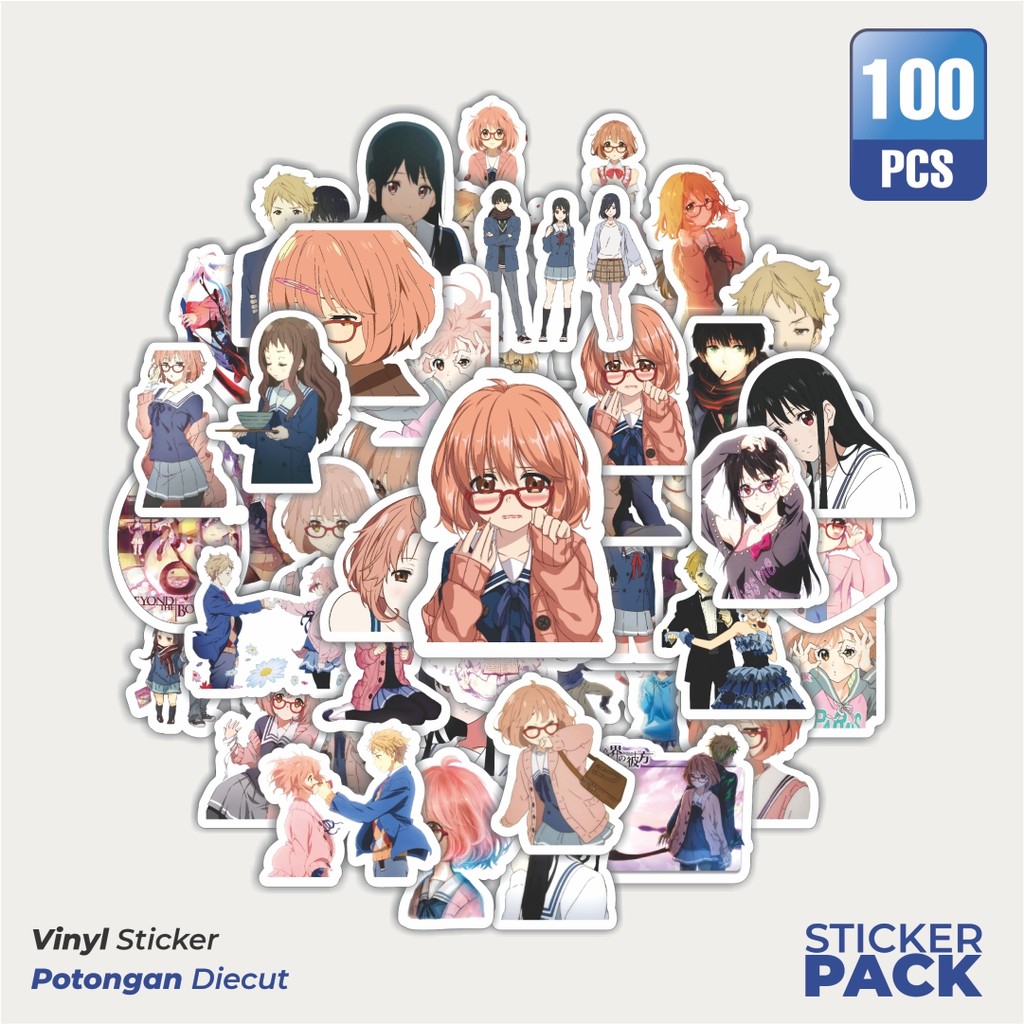 

100 PCS STIKER Stiker Anime Series Beyond The Boundary Karakter Mix 2 Waterproof Aesthetic- Untuk Laptop, Motor, dan Helm - Paper Stationery Pack