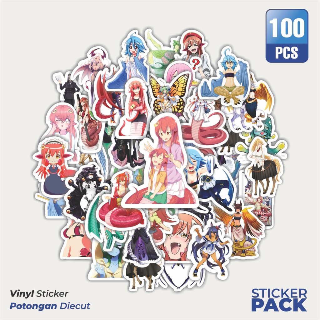 

100 PCS STIKER Stiker Anime Series Monster Musume Karakter V2 Waterproof Aesthetic- Untuk Laptop, Motor, dan Helm - Paper Stationery Pack