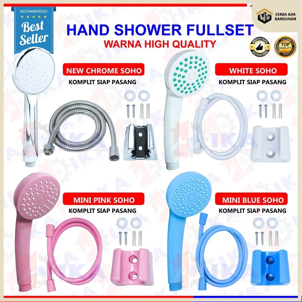 TERBARU SAB Hand Shower Mandi Warna - 1/2 Inch - High Quality Hand Shower Mandi Mini Plastik Putih