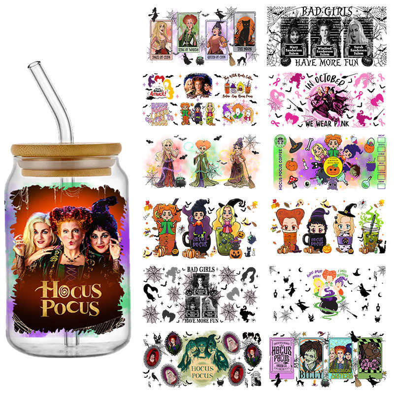 

Disney Movie Hocus Pocus High-quality Exquisite Waterproof UV DTF Transfer Sticker for 16oz Glass Cup Wrap Stickers