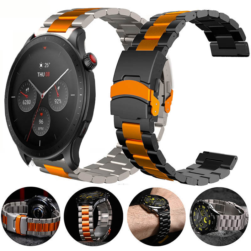 22mm Stainless Steel Strap For Amazfit GTR 4 3 3pro 2 2e Bip 5 Wat  Band for Amazfit GTR4 GTR3 GTR2 