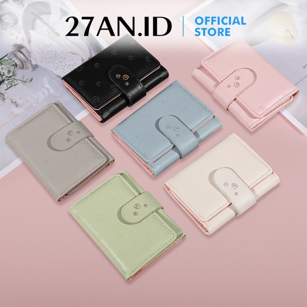 (27AN.ID) Dompet lipat 806 Wanita Mini Motif Paw Embos Lucu Dompet Wanita Kecil Pendek Lipat