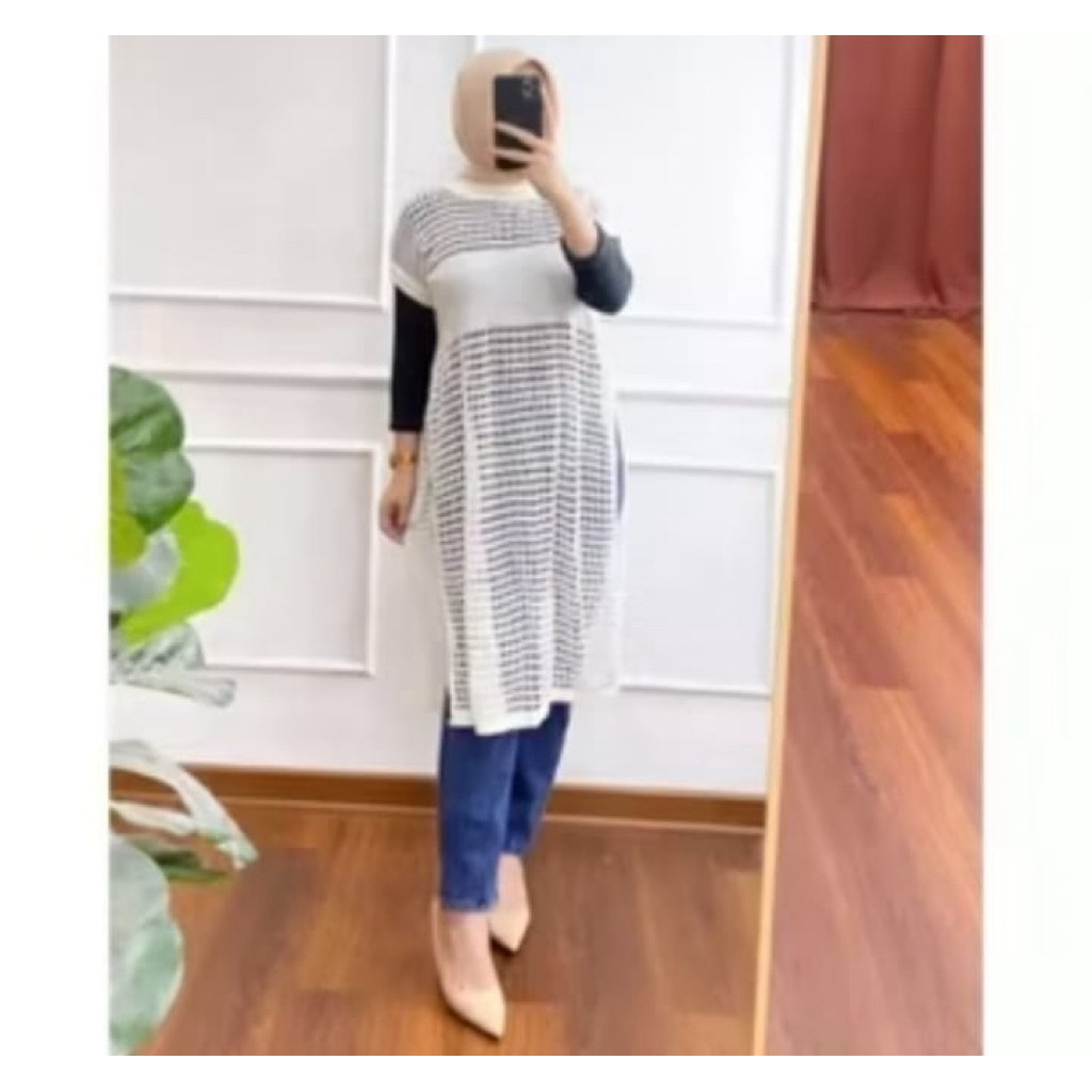 COD- RUBBY TUNIK BLADER RAJUT JARING BELAH SAMPING KIRI KANAN TERBARU