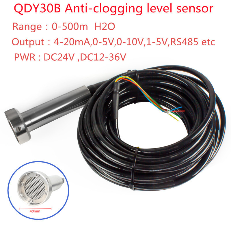 QDY30B Anti-clogged Liquid Level Transmitte Low Cost 4-20ma RS485 Waterproof Submersible Analog Wate