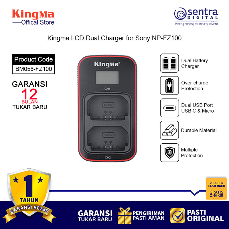 Kingma LCD Dual Charger for Sony NP-FZ100 Battery ( BM058-FZ100 )