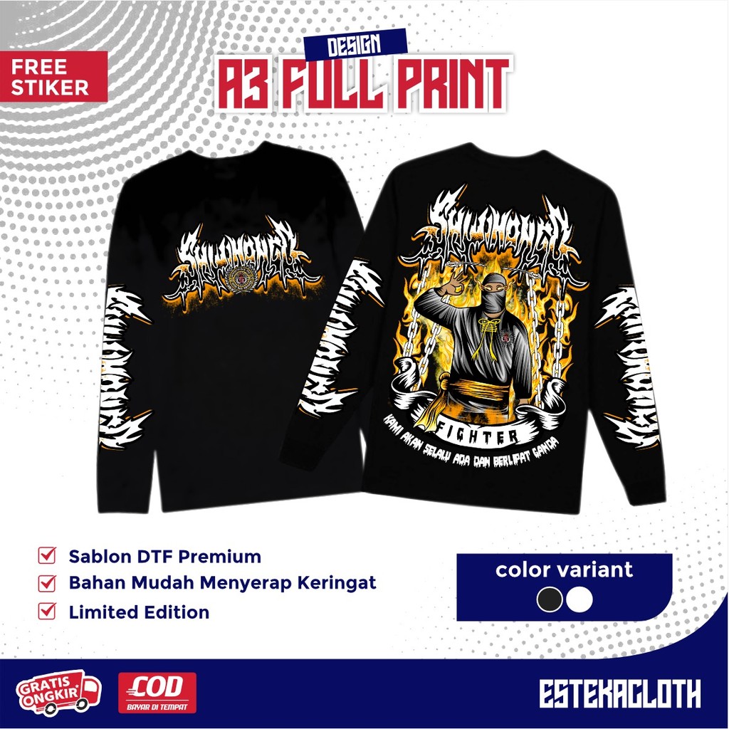KAOS LENGAN PANJANG PSHW FIGHTER KAMI AKAN SELALU ADA DAN BERLIPAT GANDA T-SHIRT LONGSLEEVE PSHW - K