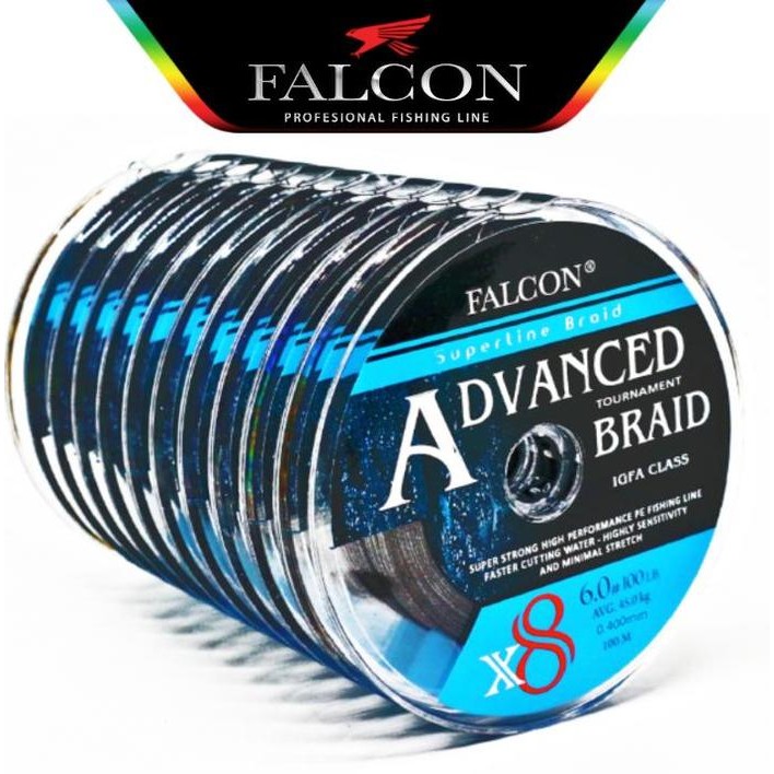 Senar  PE X8 FALCON ADVANCED BRAIDED  SOLID BLACK - Pe 6.0