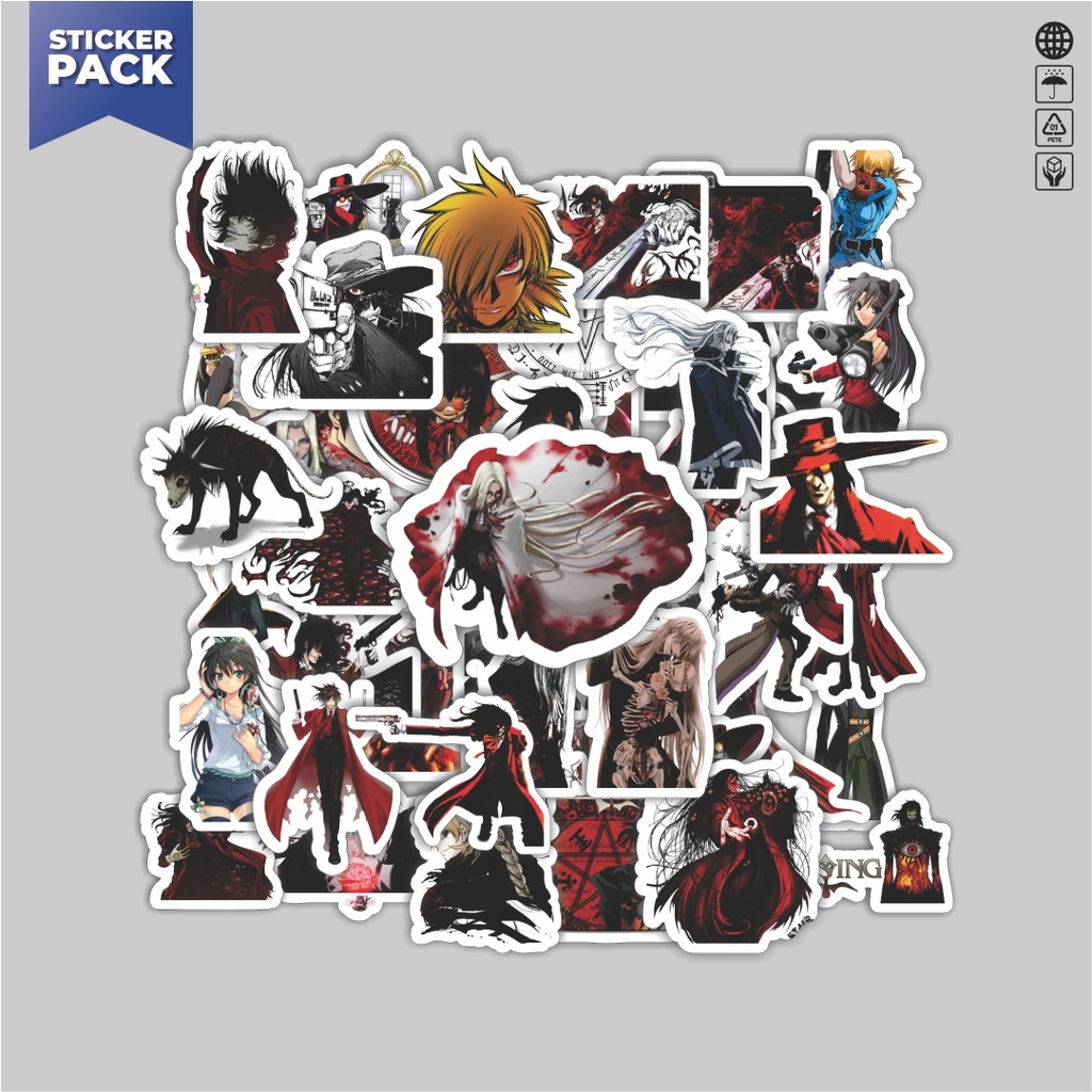 

[100PCS]Stiker Pack Stiker Anime Series Hellsing Karakter Mix Aesthetic Vinyl Anti Air Dekorasi Sticker Laptop Buku Journal Koper Helm Casing HP Gitar Helm Skateboard