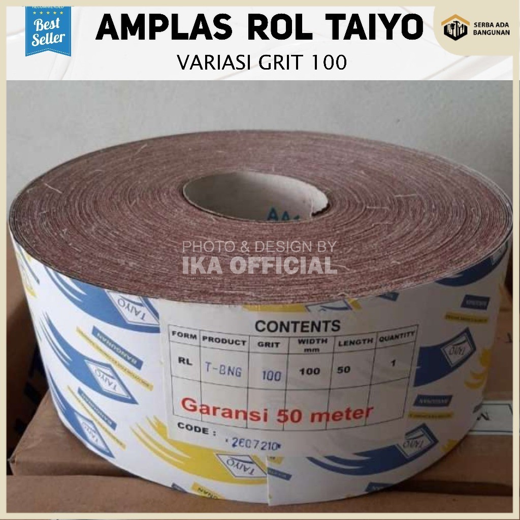 SAB Amplas Roll Taiyo / Grit 100 / amplas meteran taiyo / amplas rol taiyo / amplas roll taiyo 50 me