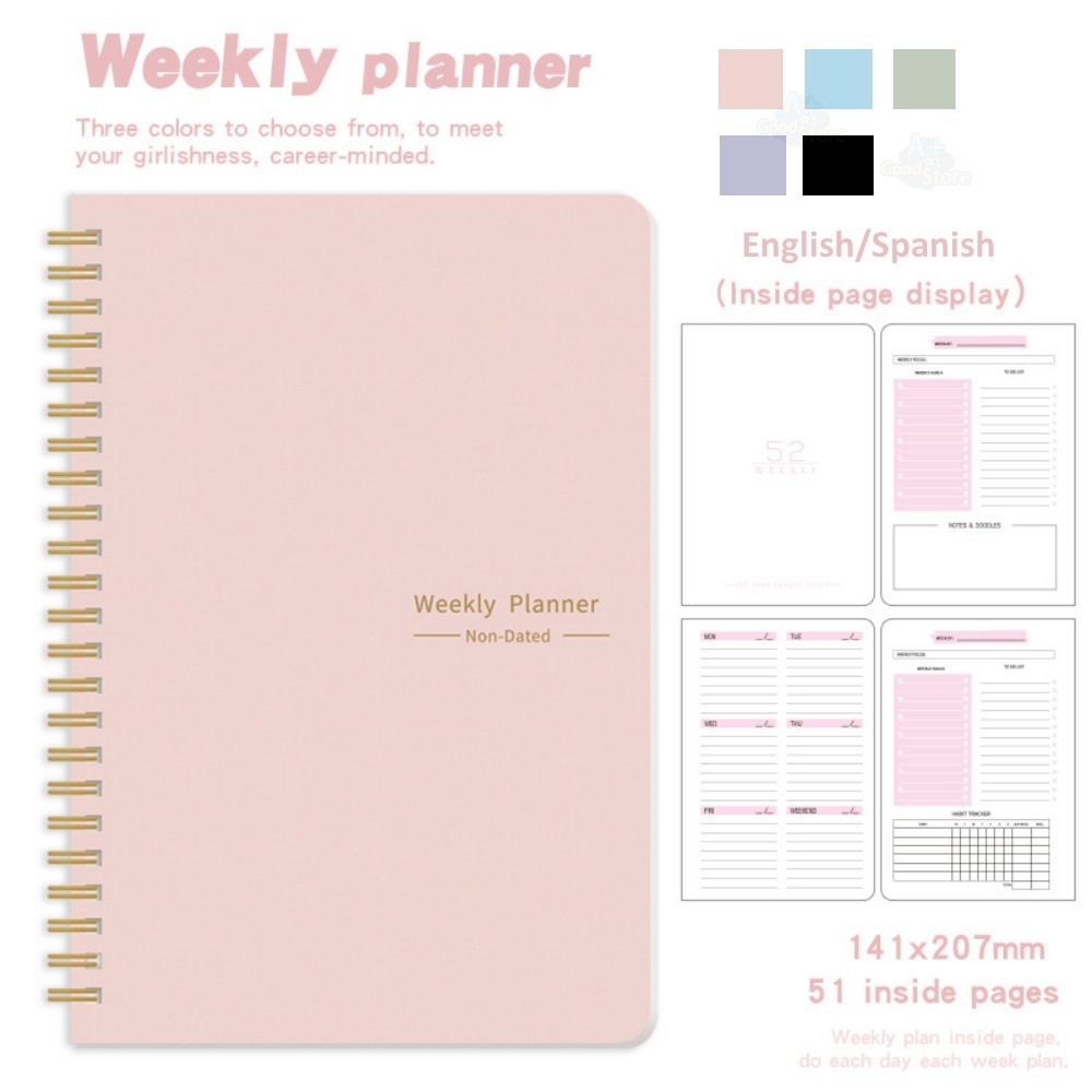 

A5 Agenda Planner Notebook Monthly Calendar Diary Schedule Weekly Planner Goal Habit Journal Notebooks Office School Stationery