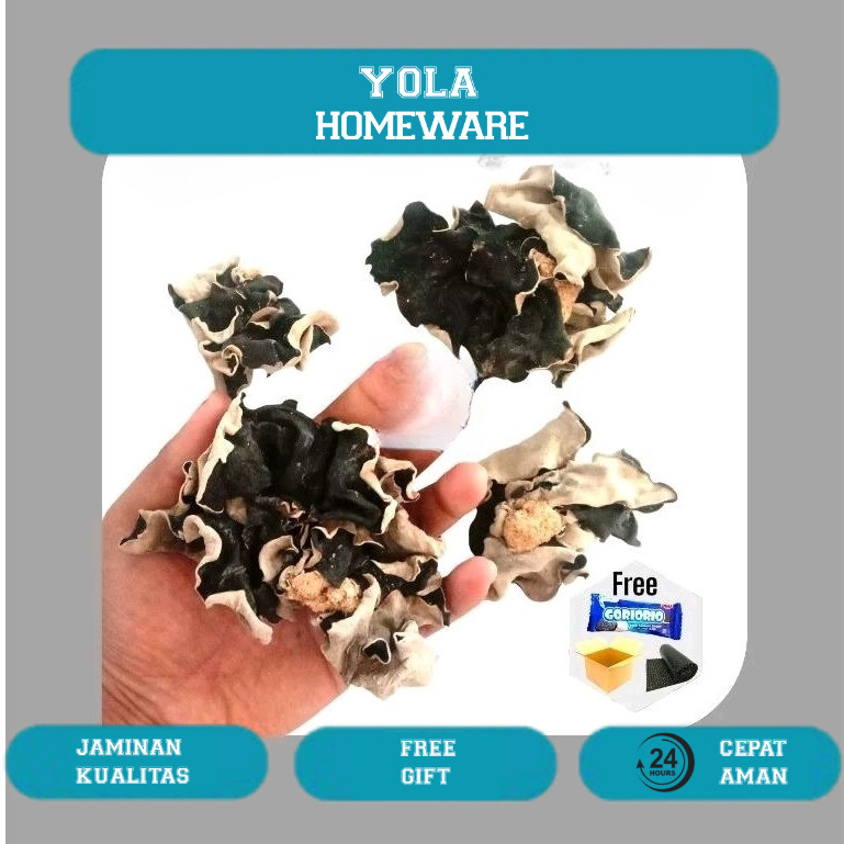 

Jamur Kuping Kering 1kg Hitam Grade A Super Kemasan 1 Kg