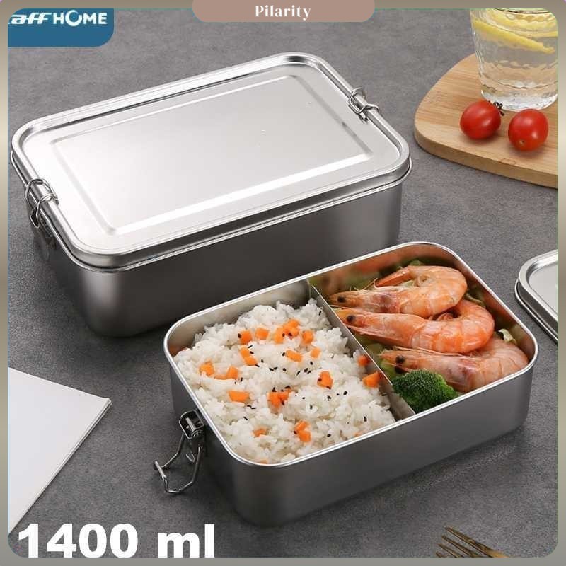 TaffHOME Kotak Makan Lunch Box Stainless Steel 2 Grid 1400ml - UP-14