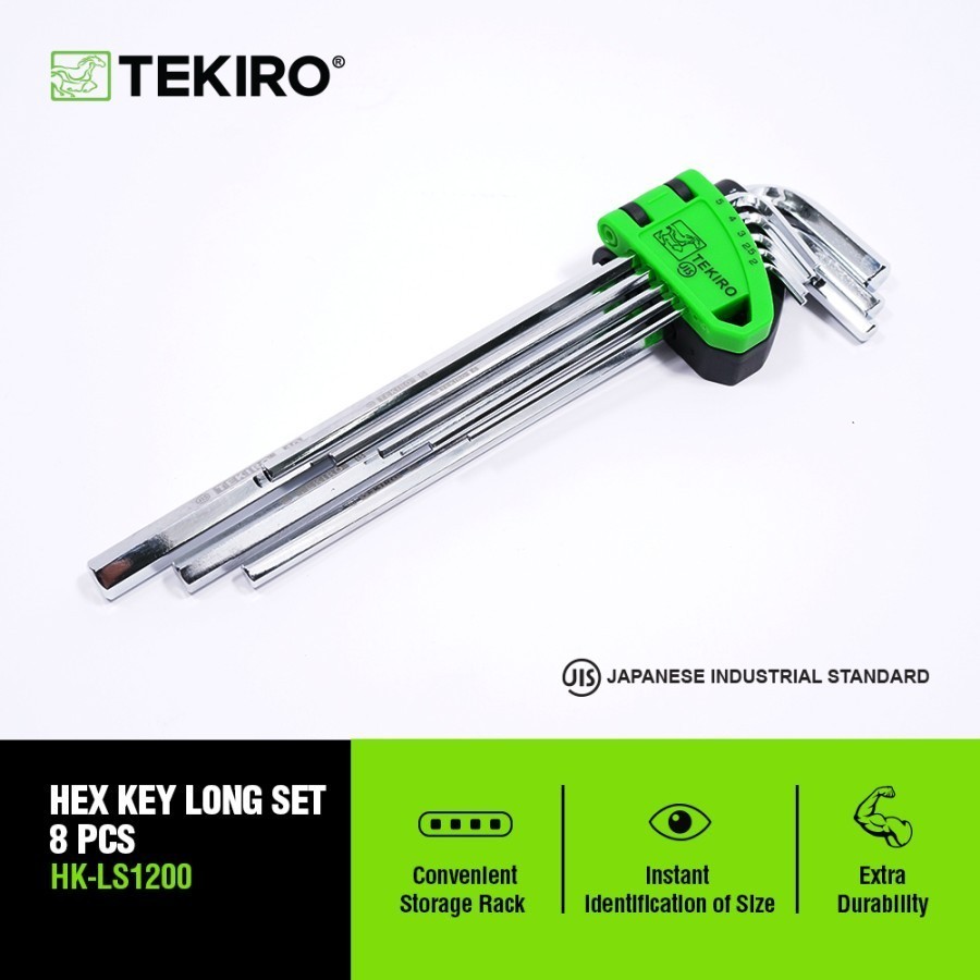 TEKIRO KUNCI L INCI SET METRIK PANJANG 8PCS / KUNCI L  INCHI 3/8" - 5/64" 8 PCS