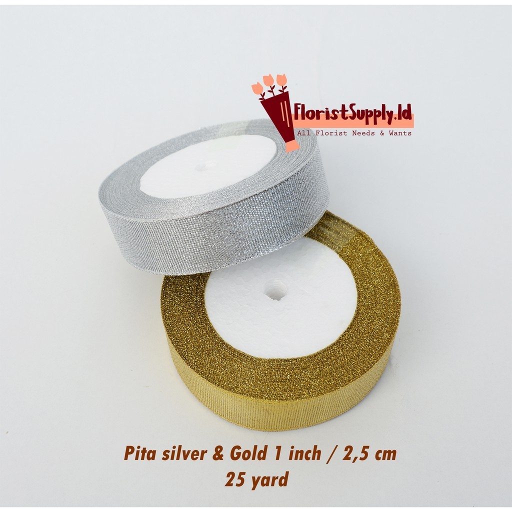 

Pita perak silver Gold Emas 1 inch / 2,5 cm