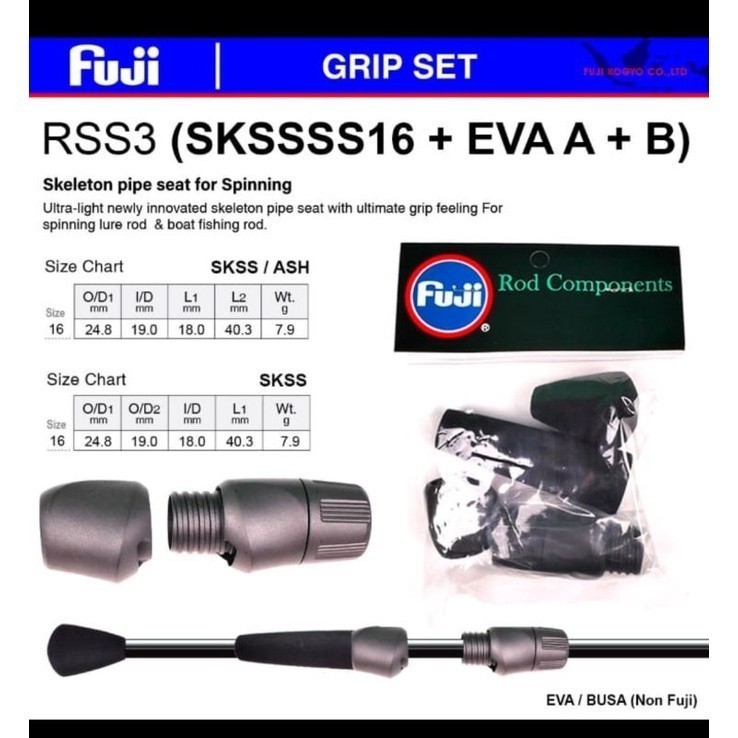 Reelseat gagang joran dudukan reel fuji set dengan busa original