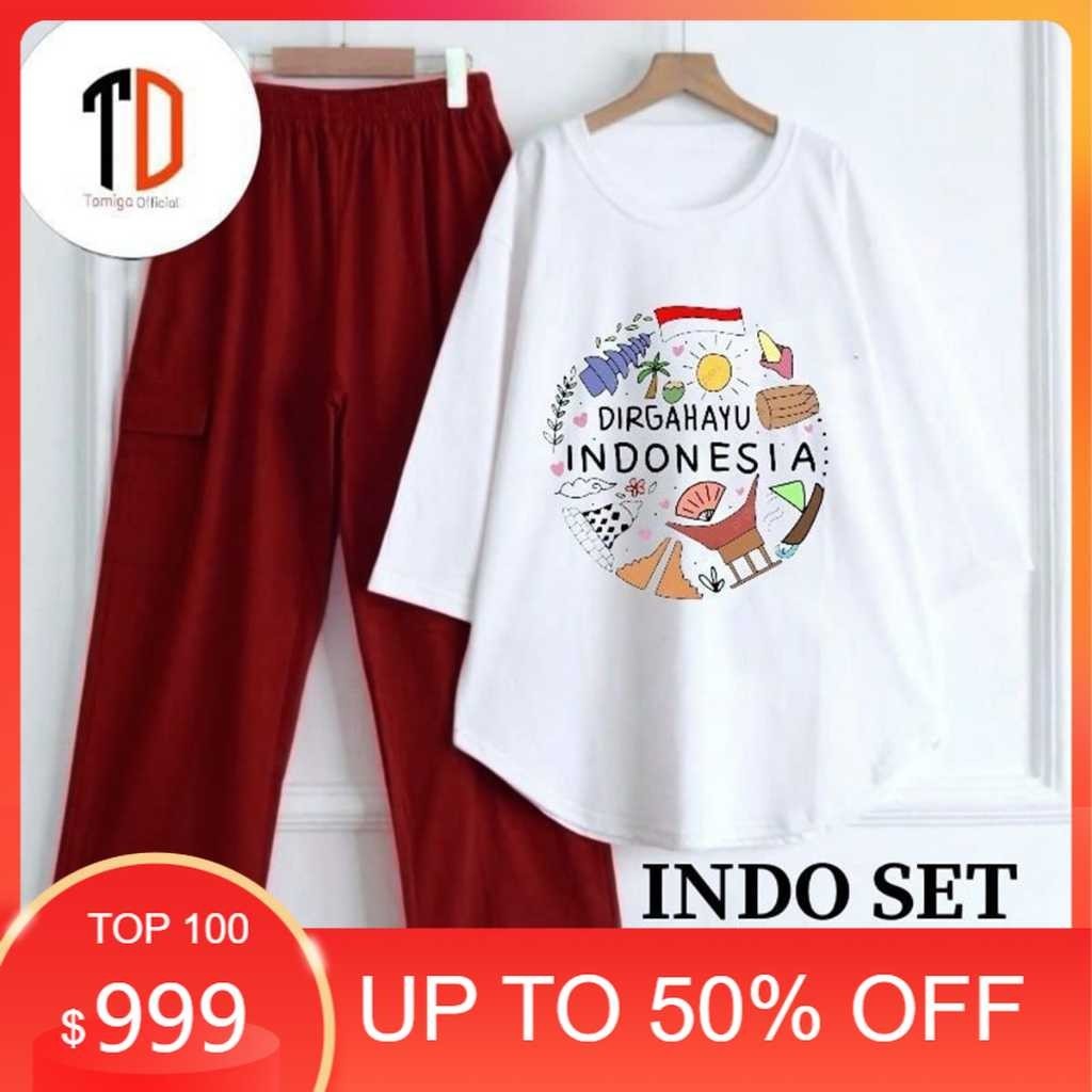 DISKON MURAH / AGUSTUS MERDEKA - INDO SET CELANA CARGO CRINKLE PRINTING LD 110 / SETELAN INDO / ONE 