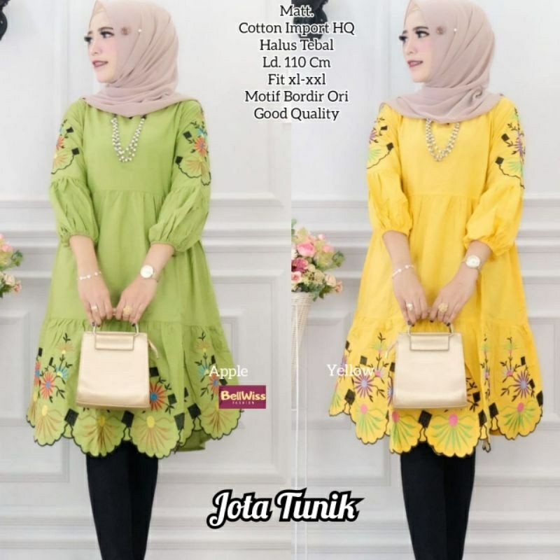 RATI - JOTA TUNIK KATUN LD 110 Atasan Baju Wanita Muslimah Nyaman Kekinian By Hijab Fashion Solo