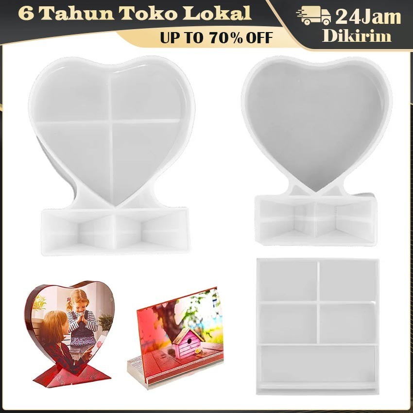 Cetakan Bingkai Foto Bentuk Hati Resin Silikon / Mold Pigura Foto DIY / Cetakan Silikon Bingkai Foto