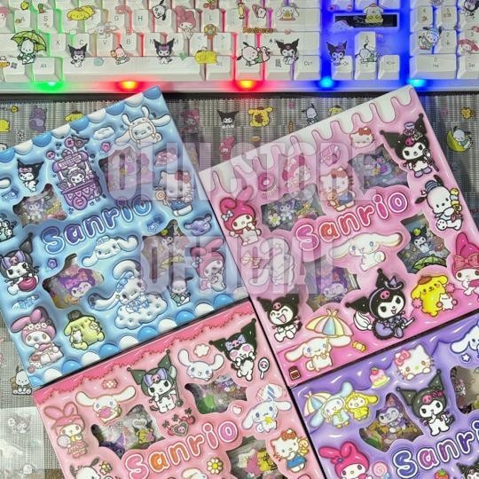 

Sticker Lucu Viral Sanrio 3D Cinnamon Kuromi Melody Lotso Strawberry Bear Isi 100Pcs