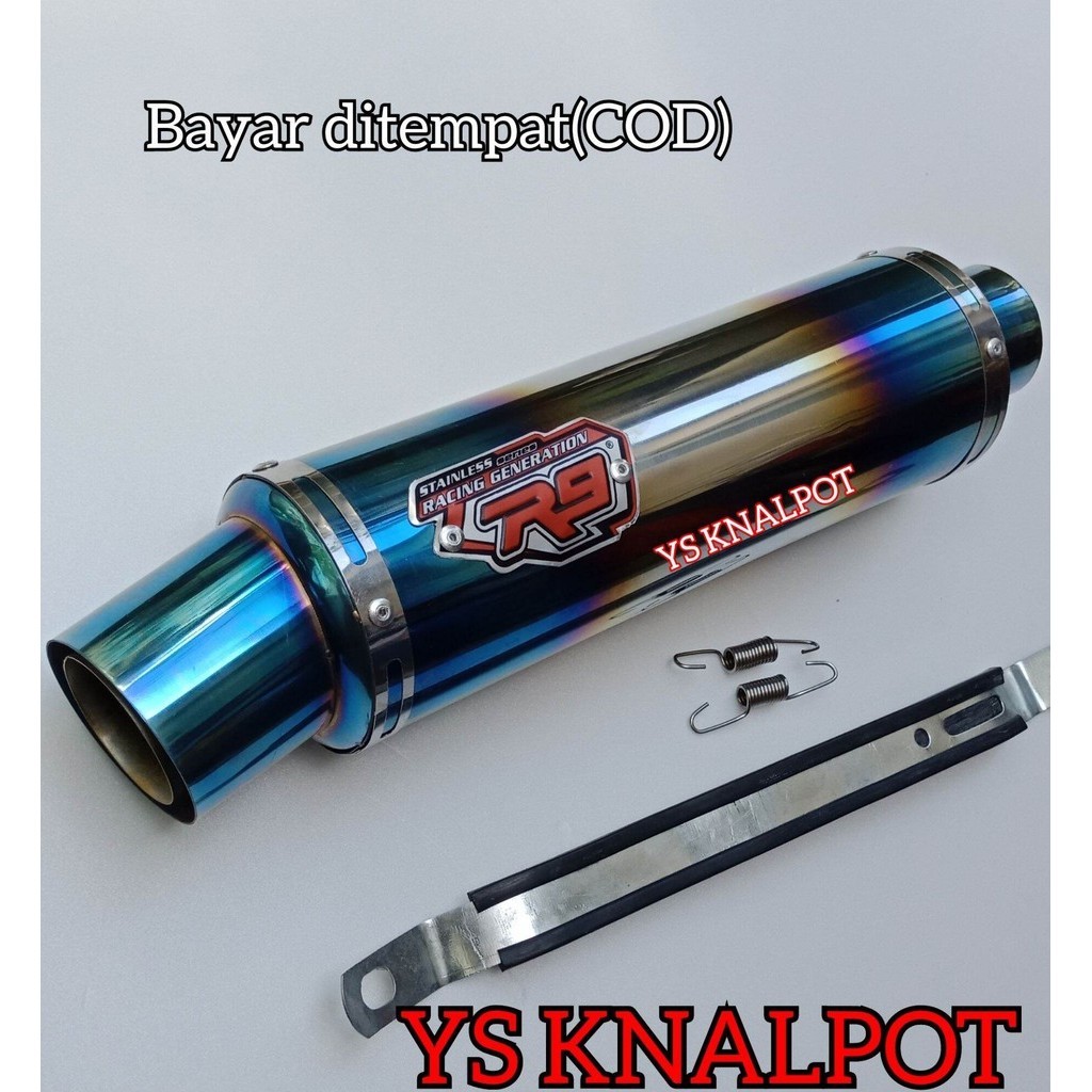 slincer r9 logo merah inlet 50mm slencer knalpot r9 mugello knalpot racing r9 mugelo