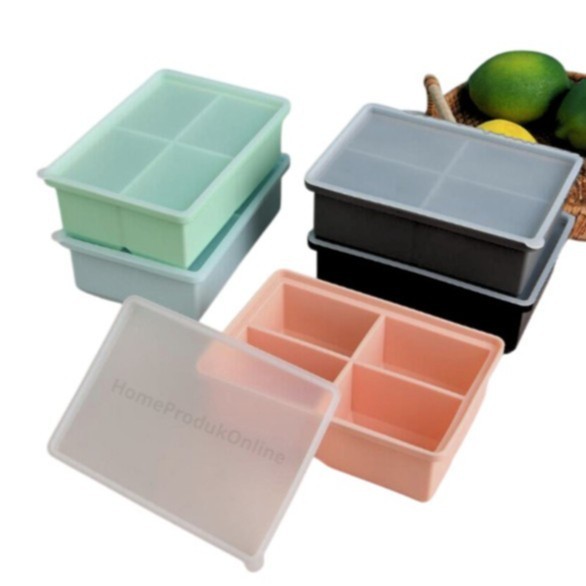 Best[Promo] Cetakan Es Batu Silikon Tutup Besar Silicon Ice Cube Tray Tutup 160ml