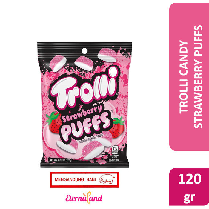 

Trolli Gummy Candy - permen impor USA (NON HALAL) - Strawbery Puffs