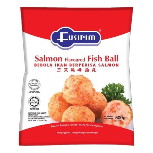 

Fusipim Salmon Flavoured Fish Ball Olahan Ikan Beku Frozen Food 400gr