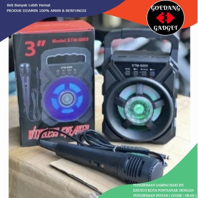 cuci gudang speaker bluetooth xtm5009 3inch bonus mic karaoke wireles speker 3 inch bluetooth xtm