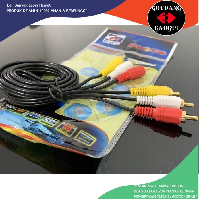 3RCA3RCA Kabel rca to rca 1.5m Kabel Rca Rca Av Video Kabel 3 Rca DVD TV Tabung Kabel 3 Rca To 3 Rca