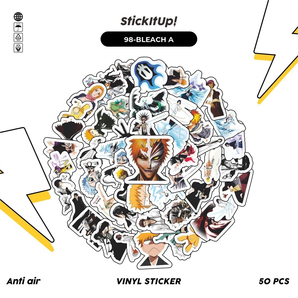 

COD✨ 50 Pcs Stiker Pack Motif Anime Bleach Anti Air Untuk Dekorasi Notebook Sepeda Skateboard Handphone DIY