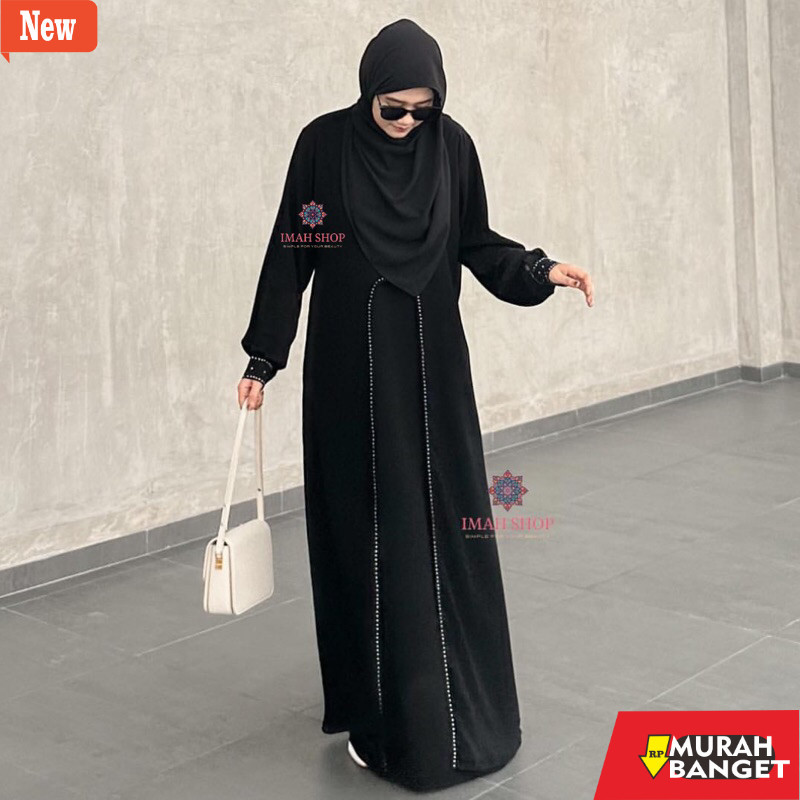 abaya shopee haul 2024 Abaya Saudi Gamis Abaya Turkey Dress Gamis Maxi Bahan Jetblack 820