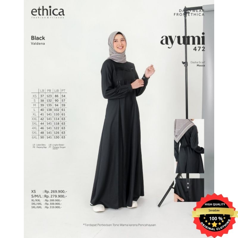 Ayumi472 ethica black series gamis warna hitam gamis hajian gamis umroh