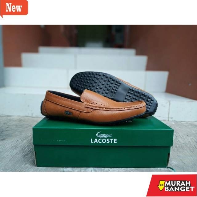 Sepatu causal cowok kekinian yg lagi viral- SEPATU PANTOFEL KULIT PRIA LACOSTE SLOP SEPATU SLIP ON K