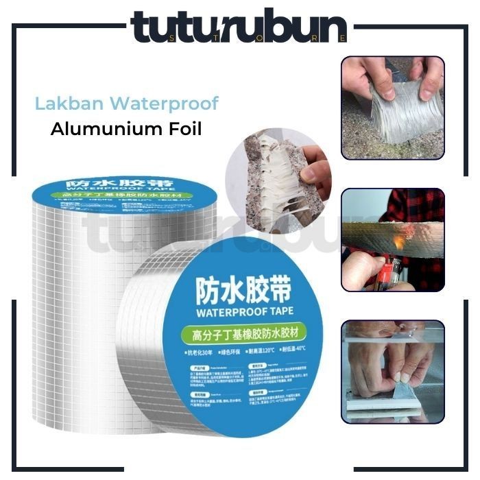 

Lakban Anti Bocor 3M 5M Lem Anti Air Alumunium Foil Butyl Super Waterproof Tape Tambal