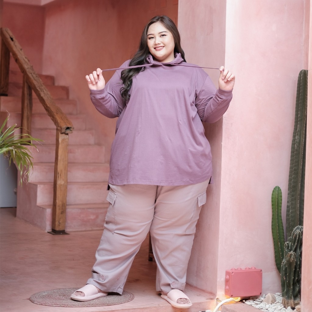 Bigissimo - Megan Hoodie | Atasan Wanita Jacket Hoodie Polos Cotton Combed  Big Size Jumbo// PRODUK 