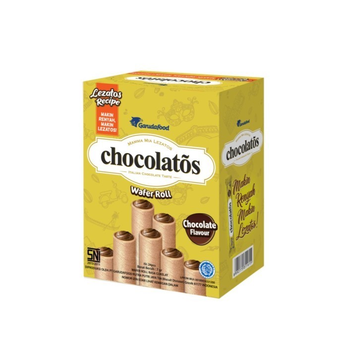 

Chocolatos Wafer Rolls Rasa Chocolate 8g Isi 24pcs Cemilan Murah dan Enak