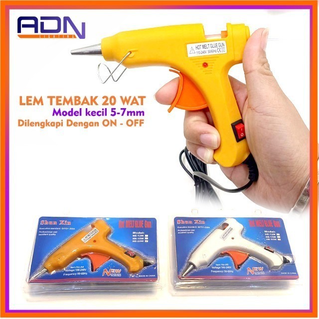 

Alat Lem Tembak Bakar 20W Hot Melt Gun HE Series kecil 20 watt On Off