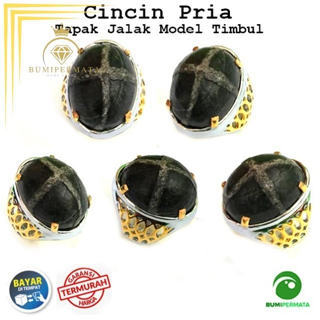 Batu Cincin Tapak Jalak Hitam Timbul Model Jalasutra B196
