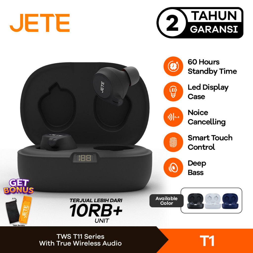 EARPHONE WIRELESS JETE TWS-T1 WATERPROOF