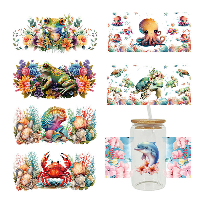 

3D UV DTF Transfers Stickers 16oz Cup Wraps Animal Dolphin Printed For DIY Glass Ceramic Metal Leather Etc. D13817