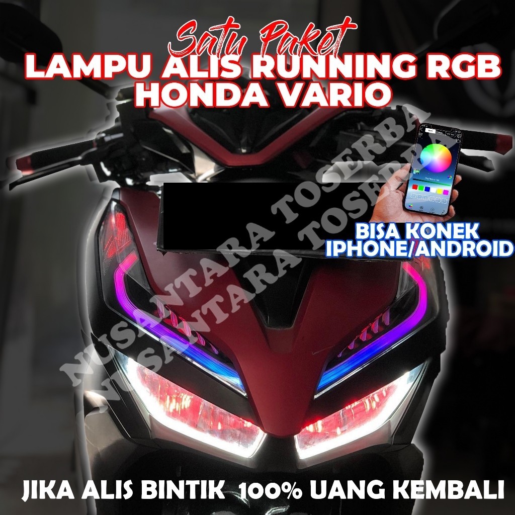 LAMPU ALIS RGB BLUETOOTH HONDA VARIO 125 150 FREE DEMON EYE TIDAK BERBINTIK / LAMPU ALIS AES RUNNING