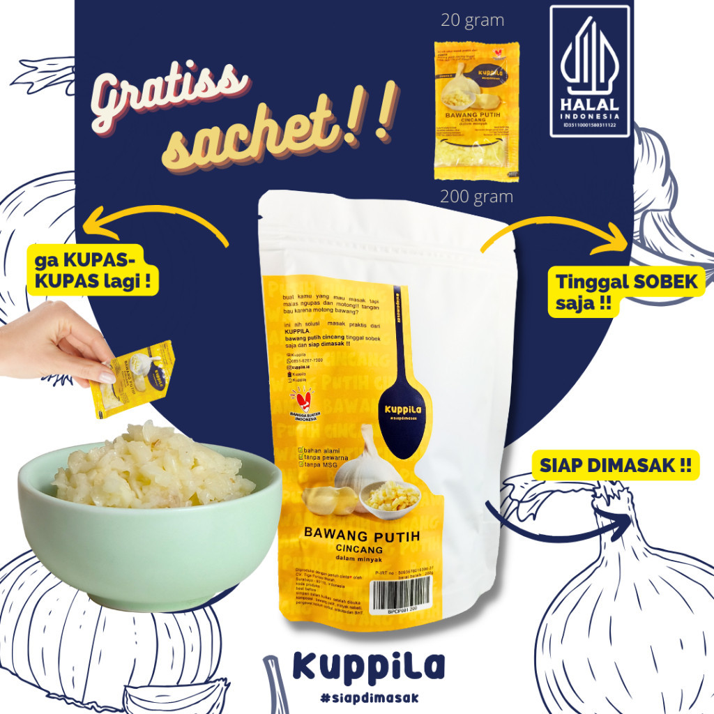 

Kuppila Bawang Putih Cincang dalam Minyak (200 g)