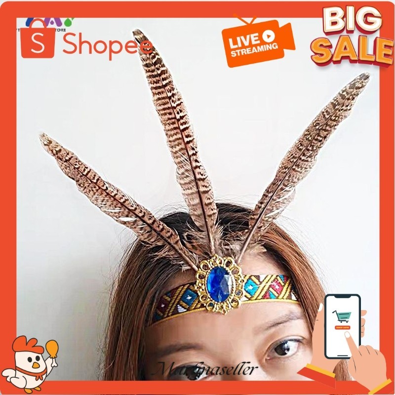 Bando Bulu Adat/Hiasan Kepala Bulu/Hiasan Tari/Hiasan Kepala/Topi Tari Bulu Dewasa/Bando Bulu /Akses