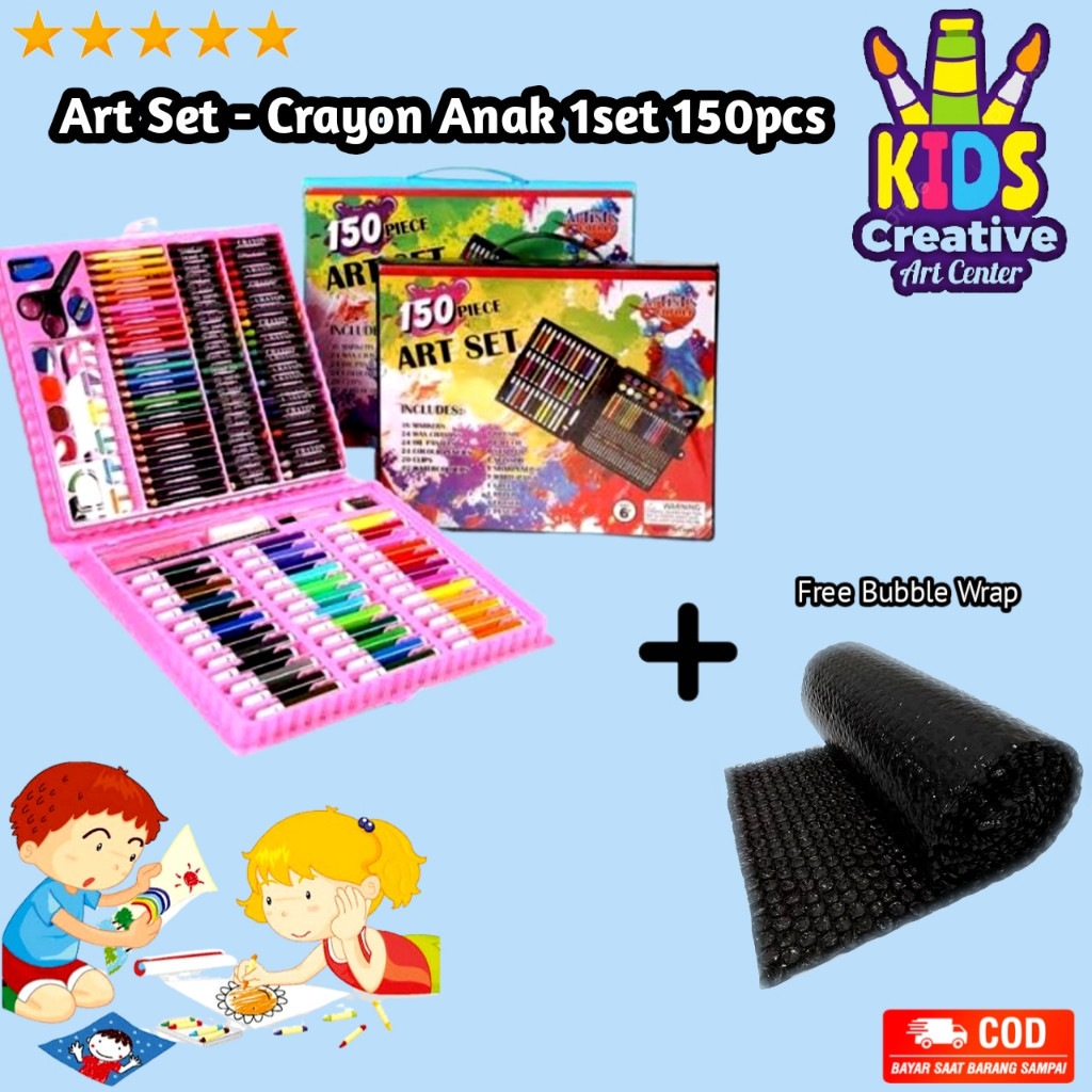 

Crayon Anak Set 150 pcs Set Spidol Alat Menggambar Mewarnai Pensil Krayon Set Art Colouring Free Bubble Wrap / G B