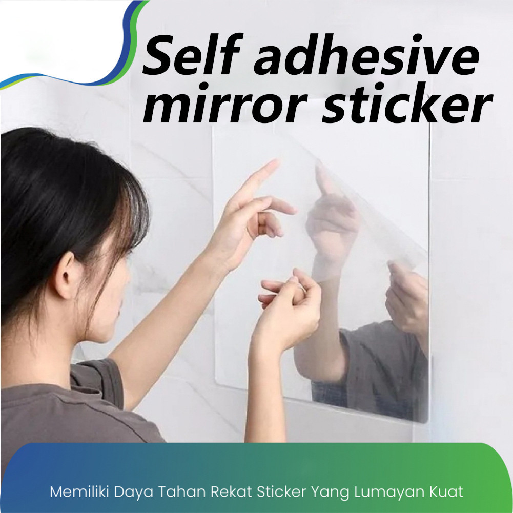 Full Body Acrylic Anti Pecah Cermin Stiker Bentuk Kotak Oval Sticker Tempel Mirror Stiker Dinding Pe