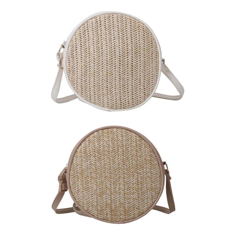 Straw Woven Shoulder Bag Crossbody Bags Rattan Bag for Women Girl Vintage Bag Mini Round Rattan Wove