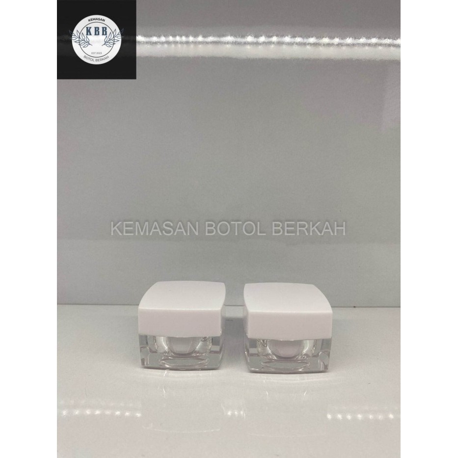 Pot Cream Acrylic Square 10 Gr White PotCream Akrilik Kotak Putih 10 Gram