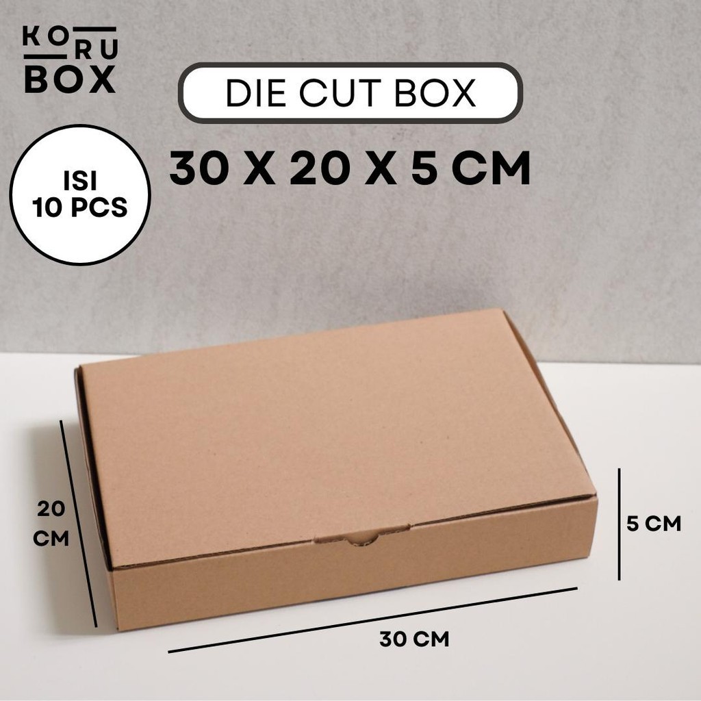 

[ISI 10] Box Kardus Karton Die Cut Mailer 30x20x5 cm - B Flute Cokelat