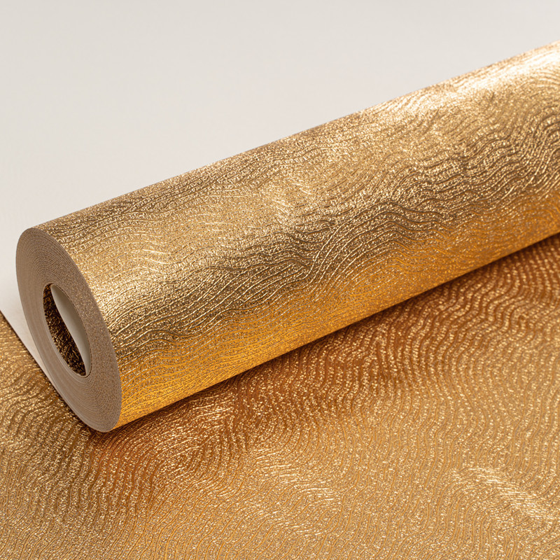 Goil Foil Wallpaper Restaurant Hotel Ceiling Simple Modern Plain Silver Gold Foil Waterproof Wallpap