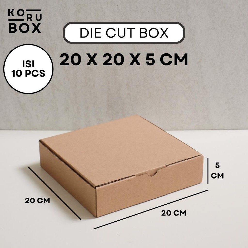 

[ISI 10] Box Kardus Karton Die Cut Mailer 20x20x5 cm Tanpa Sablon - Bahan B Flute Cokelat